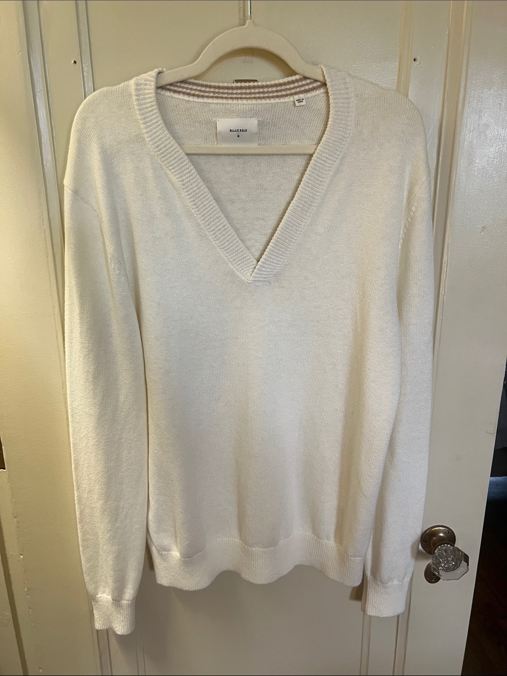 Billy Reid Cream V-Neck Sweater